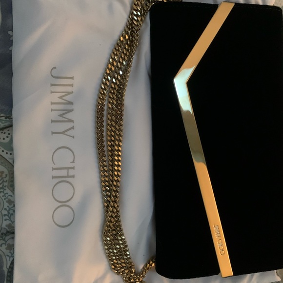 Jimmy Choo Clutch Bag. Black Lizard printed velvet. - Picture 2 of 16